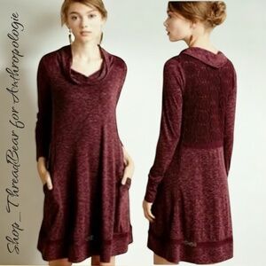 SAT/SUN {Anthro} Cowl Neck Sweatshirt Tunic | Crochet Dress | Medium · Large
